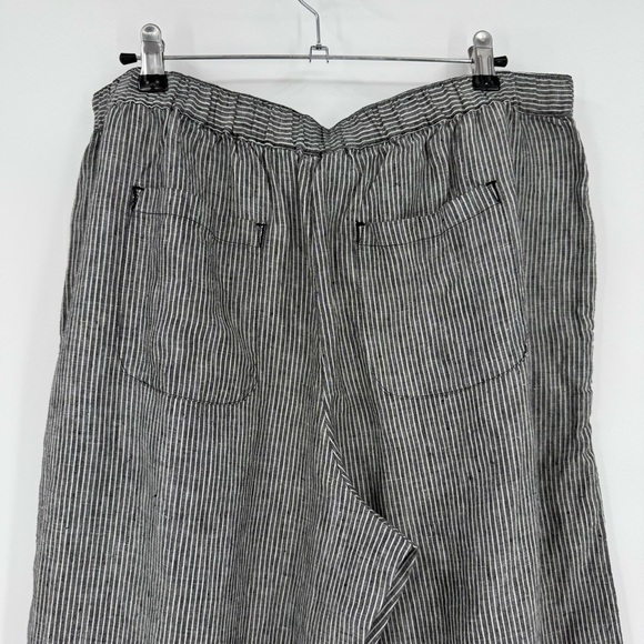 Coldwater Creek Striped Linen Wide-Leg Crops Pull On Pant Black/White Petite L - Picture 11 of 12